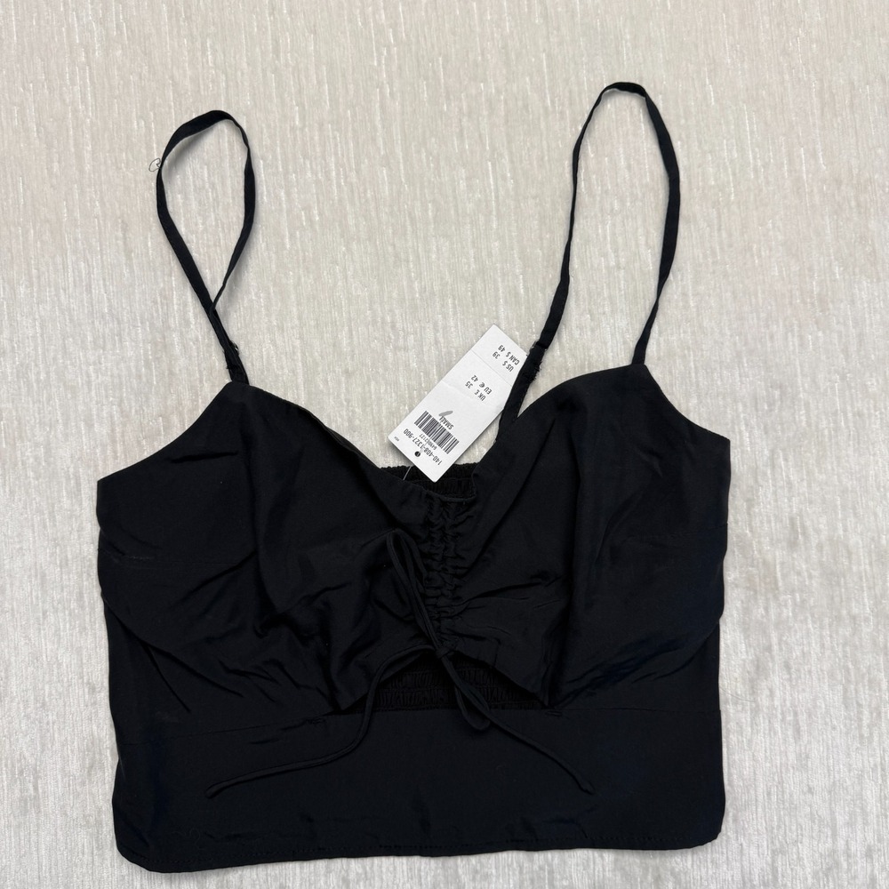 Abercrombie & Fitch Black Smocked Camisole Crop Top Small 140-408-1327-900